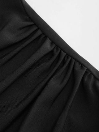 Boat Neck Short Sleeve Ruched A-line Mini Dress