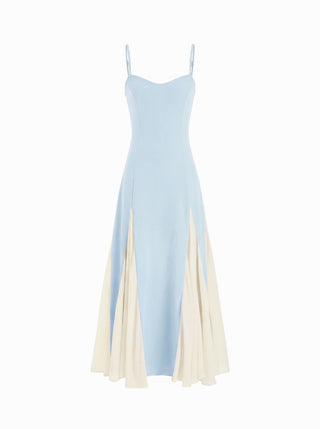 Color-Blocked Scoop Neck Flared Maxi Dress