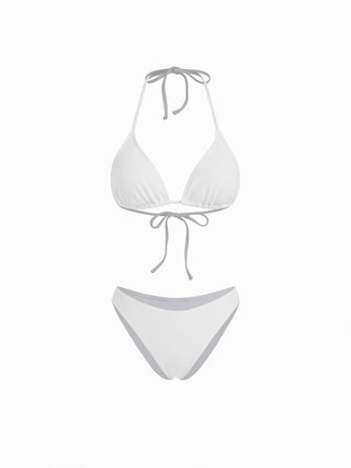 Halter Neckline Bikini Set with Lace Floral  Cover Up Set