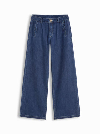 Denim Mid Rise Straight Leg Jeans