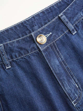 Denim Mid Rise Straight Leg Jeans