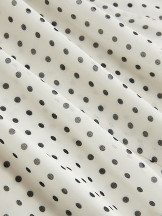 Chiffon Halter Neckline Polka Dot Ruffled Hem Ruched Maxi Dress