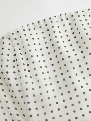 Chiffon Halter Neckline Polka Dot Ruffled Hem Ruched Maxi Dress