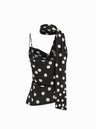 Halter Neckline Ruched Cami Top With Scarf