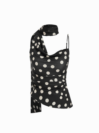 Halter Neckline Ruched Cami Top With Scarf