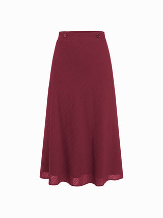 Cotton V-Neck Button Front Peplum Top & Mid Rise A-line Maxi Skirt Set With Belt