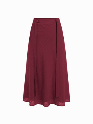 Cotton V-Neck Button Front Peplum Top & Mid Rise A-line Maxi Skirt Set With Belt