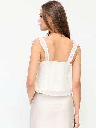 V Neck Ruffle Cami Top Sleeveless Blouse