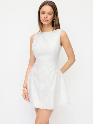 Boat Neck Sleeveless Lace A Line Mini Dress