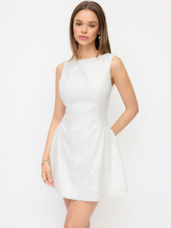 Boat Neck Sleeveless Lace A Line Mini Dress