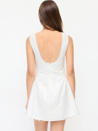 Boat Neck Sleeveless Lace A Line Mini Dress