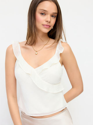 V Neck Ruffle Cami Top Sleeveless Blouse