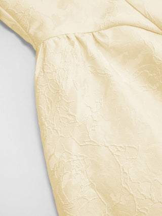 Jacquard Sculptural Boat Neck Bowknot Backless Flared Maxi Dress