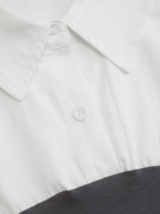 Two-Tone Mock Bustier Collared Short Sleeve Shirt