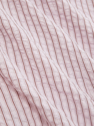 Cotton-blend Striped Ruffled Short Sleeve Blouse