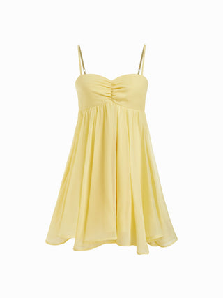 Chiffon Sweetheart Asymmetrical Hem Mini Dress