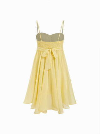 Chiffon Sweetheart Asymmetrical Hem Mini Dress