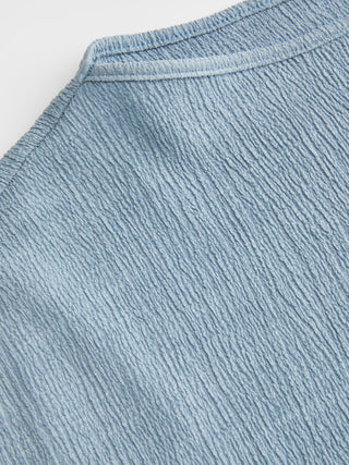 Textured Boat Neck Ruched Asymmetrical Hem Short Sleeve Tee