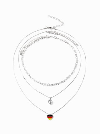 COUNTRY FLAG & HEART LAYERED NECKLACE