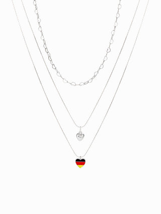 COUNTRY FLAG & HEART LAYERED NECKLACE