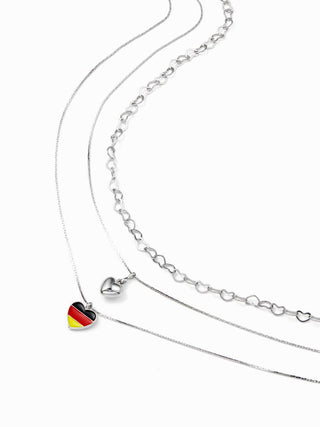 COUNTRY FLAG & HEART LAYERED NECKLACE