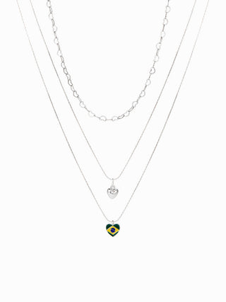 COUNTRY FLAG & HEART LAYERED NECKLACE
