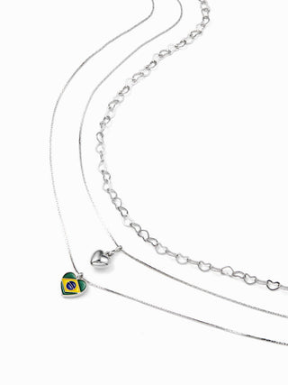 COUNTRY FLAG & HEART LAYERED NECKLACE