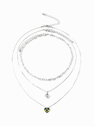 COUNTRY FLAG & HEART LAYERED NECKLACE
