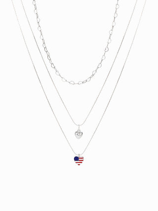 COUNTRY FLAG & HEART LAYERED NECKLACE