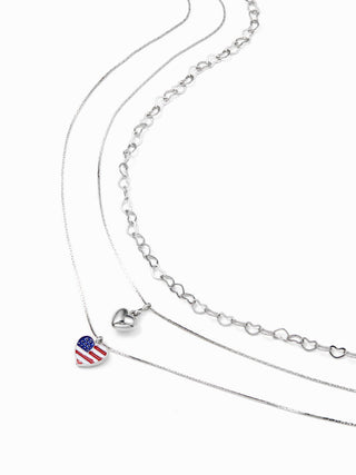 COUNTRY FLAG & HEART LAYERED NECKLACE