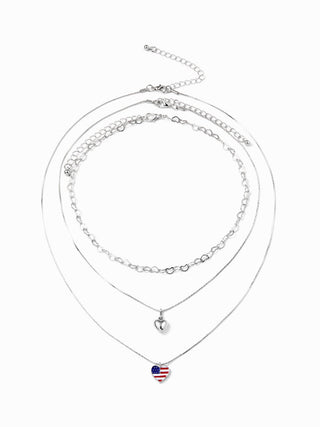COUNTRY FLAG & HEART LAYERED NECKLACE