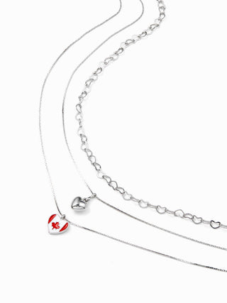COUNTRY FLAG & HEART LAYERED NECKLACE