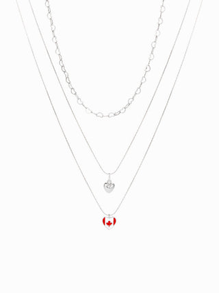 COUNTRY FLAG & HEART LAYERED NECKLACE