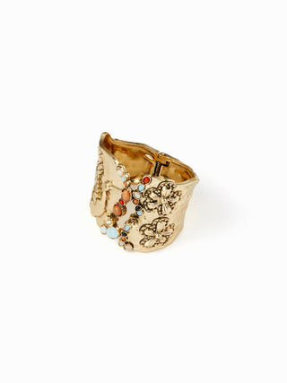 GEMSTONE FLOWER WIDE BRACELET