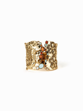 GEMSTONE FLOWER WIDE BRACELET