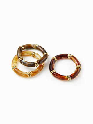 3PCS RESIN BAMBOO TUBE BRACELET SET