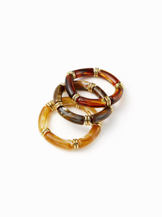 3PCS RESIN BAMBOO TUBE BRACELET SET