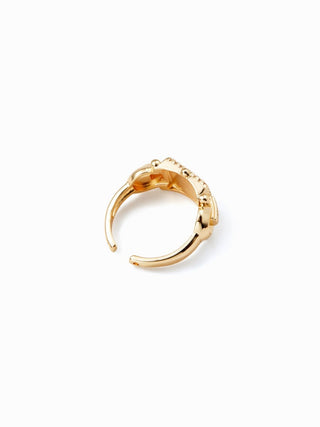 CLOCK & RHINESTONE OPEN RING