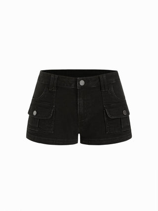 Stretch Cider Denim Low Rise Pocket Micro Shorts