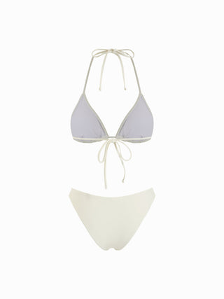 Halter Shell Embroidery Triangle Bikini Set