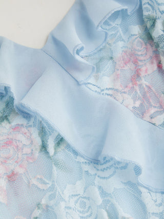 Lace V-neck Floral Ruffle Maxi Dress