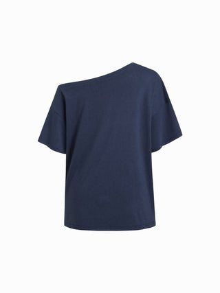 Asymmetrical Neck Rabbit & Duck Graphic Tee