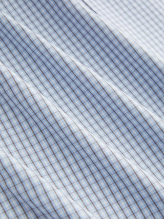 Cotton-blend Gingham Stand Collar Tie Neck Shirt Midi Dress