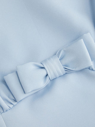 Boat Neck Bowknot Backless A-line Mini Dress