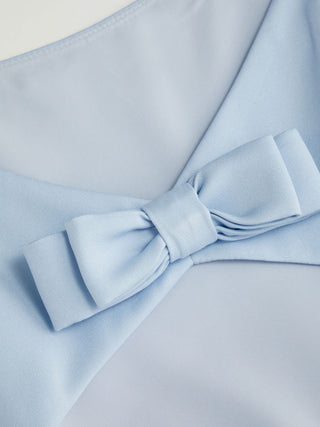 Boat Neck Bowknot Backless A-line Mini Dress