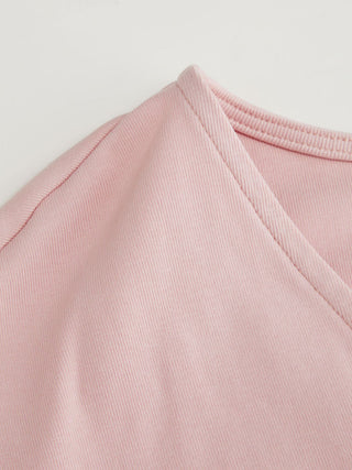 Cotton-blend V-neck Surplice Bell Sleeve Top