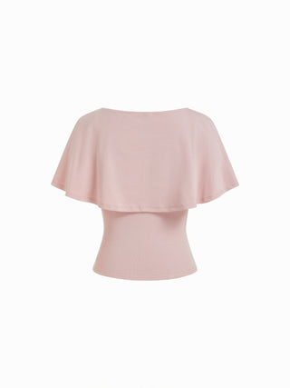Cotton-blend V-neck Surplice Bell Sleeve Top