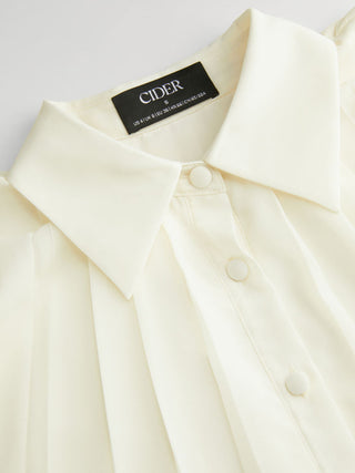 Chiffon Pleated Button Front Oversized Tank Blouse