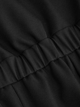 Square Neck Button Detail Mid Rise Straight Leg Jumpsuit