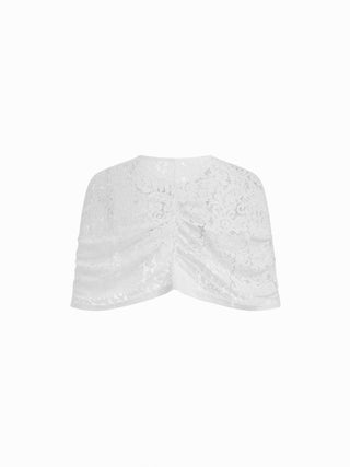 Cotton-blend Lace V-neck Bowknot A-line Mini Dress